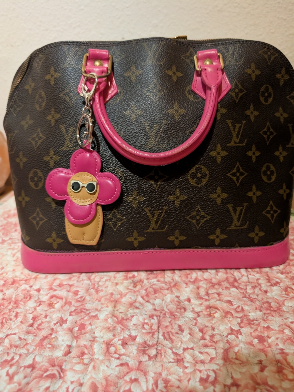 Louis Vuitton Alma -Brown Monogram with Pink Trim